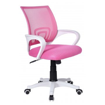 Fotel biurowy Bianca biało-różowy