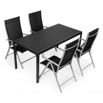 Komplet mebli ogrodowych zestaw stół + 4 krzeseł regulowanych
