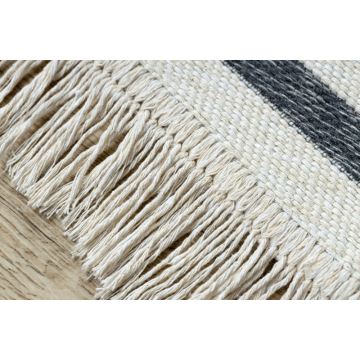 Dywan bawełniany dwustronny TWIN Ekologiczny frędzle - antracyt / krem