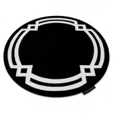 Dywan okrągły czarno-biały HAMPTON Lux koło czarny