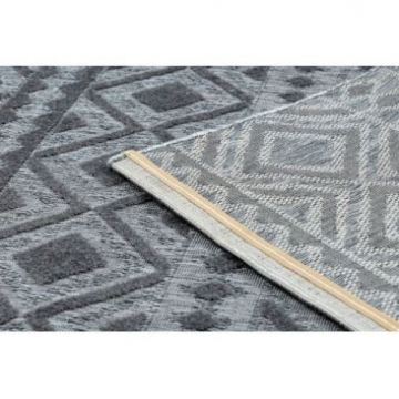 Dywan Strukturalny SOLE D3852 Boho, romby - płasko tkany szary