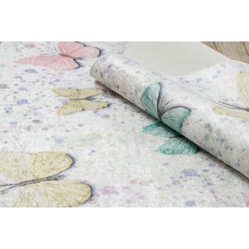 Dywan do prania BAMBINO 1610 Motyle, dla dzieci, antypoślizgowy - krem