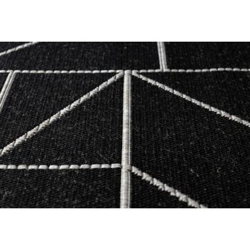 DYWAN SZNURKOWY SIZAL FLOORLUX 20605 black / silver TRÓJKĄTY, GEOMETRYCZNY