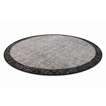 DYWAN SZNURKOWY SIZAL FLOORLUX KOŁO 20401 Ramka srebrny / czarny