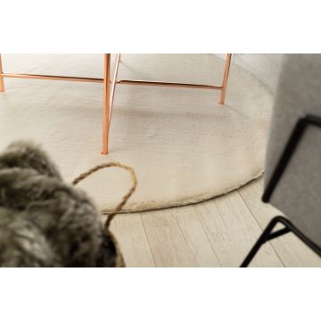 Dywan okrągły pluszowy BUNNY- futro królika- beżowy