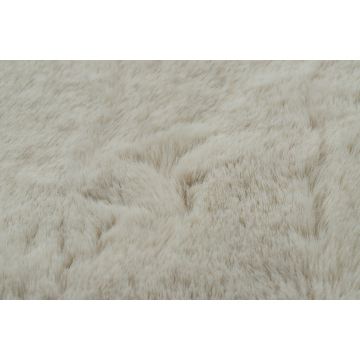 Dywan okrągły pluszowy BUNNY- futro królika- beżowy