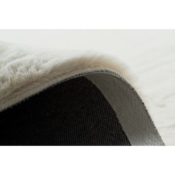 Dywan okrągły pluszowy BUNNY- futro królika- beżowy