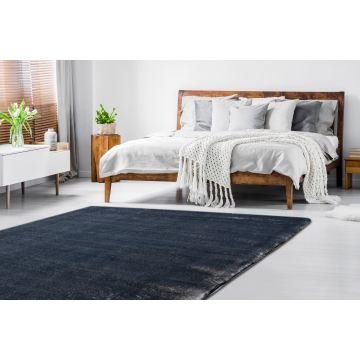 Dywan LAPIN Shaggy kość słoniowa / czarny antypoślizgowy, do prania