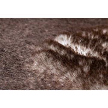 Dywan LAPIN Shaggy koło kość słoniowa / czekolada antypoślizgowy, do prania