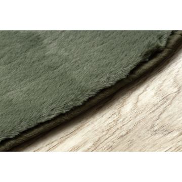 Dywan okrągły pluszowy antypoślizgowy POSH zielony/ khaki