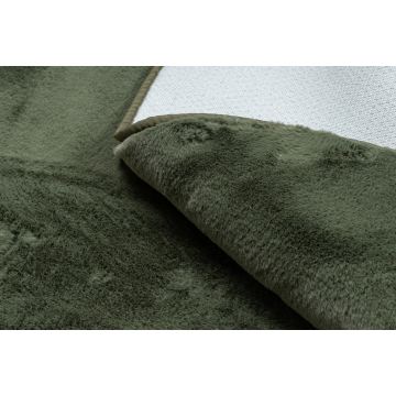 Dywan okrągły pluszowy antypoślizgowy POSH zielony/ khaki