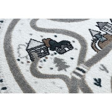 Dywan dziecięcy FUN Land dla dzieci, wioska, uliczki, koło - krem