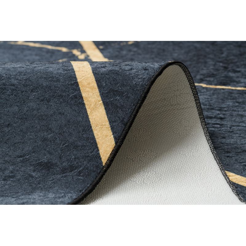 Dywan do prania ANDRE 1222 Marmur, geometryczny antypoślizgowy - czarny
