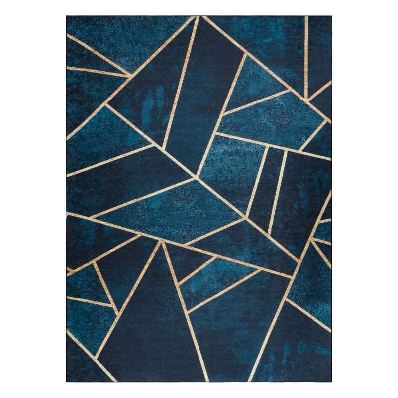 Dywan do prania ANDRE 1173 Mozaika, geometryczny antypoślizgowy - turkusowy / złoty