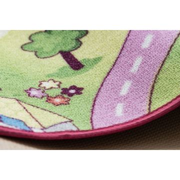 DYWAN REBEL ROADS Sweet town 26 Słodycze, dla dzieci antypoślizgowy - różowy / zielony