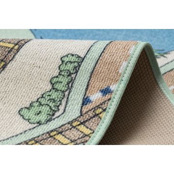 DYWAN REBEL ROADS Playtime 32 Miasteczko, dla dzieci antypoślizgowy - beż / zielony