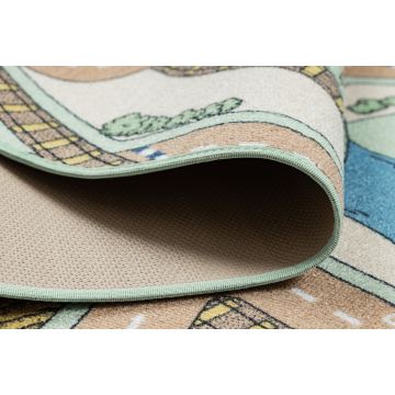 DYWAN REBEL ROADS Playtime 32 Miasteczko, dla dzieci antypoślizgowy - beż / zielony