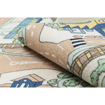 DYWAN REBEL ROADS Playtime 32 Miasteczko, dla dzieci antypoślizgowy - beż / zielony