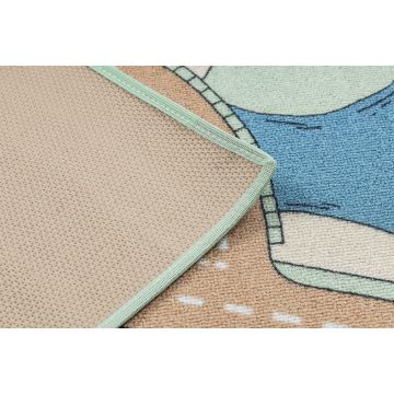 DYWAN REBEL ROADS Playtime 32 Miasteczko, dla dzieci antypoślizgowy - beż / zielony