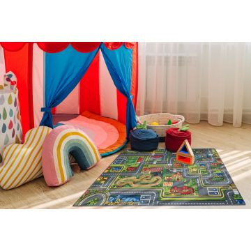 DYWAN REBEL ROADS City life 97 Miasto, dla dzieci antypoślizgowy - szary