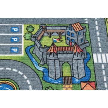 DYWAN REBEL ROADS City life 97 Miasto, dla dzieci antypoślizgowy - szary