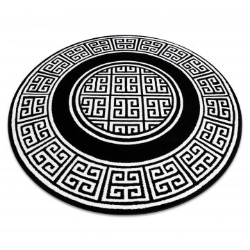 Dywan GLOSS koło nowoczesny 6776 85 stylowy, ramka, grecki klucz czarny / kość słoniowa