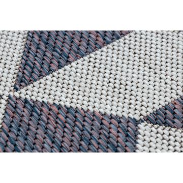Dywan SZNURKOWY SIZAL SION Geometryczny, Trójkąty 22373 płaskie tkanie ecru / niebieski / róż