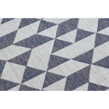 Dywan SZNURKOWY SIZAL SION Geometryczny, Trójkąty 22373 płaskie tkanie ecru / niebieski / róż