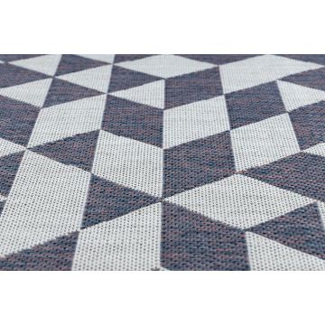 Dywan SZNURKOWY SIZAL SION Geometryczny, Trójkąty 22373 płaskie tkanie ecru / niebieski / róż