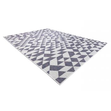 Dywan SZNURKOWY SIZAL SION Geometryczny, Trójkąty 22373 płaskie tkanie ecru / niebieski / róż