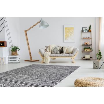 Dywan SZNURKOWY SIZAL SION Zygzag, Romby Boho 22168 płaskie tkanie czarny / ecru