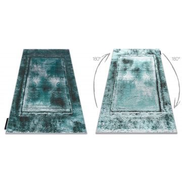 Dywan DE LUXE nowoczesny 634 Ramka vintage przecierany - Strukturalny zielony / antracyt