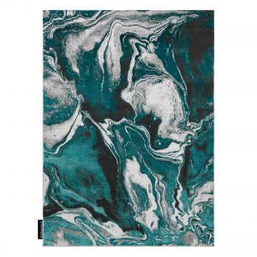 Dywan DE LUXE nowoczesny 622 Abstrakcja - Strukturalny zielony / antracyt