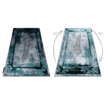 Dywan DE LUXE nowoczesny 624 Ramka - Strukturalny szary / zielony