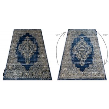 Dywan DE LUXE nowoczesny 474 Ornament - Strukturalny granatowy / złoty