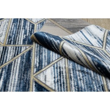 Dywan DE LUXE nowoczesny 462 Geometryczny - Strukturalny granatowy / złoty