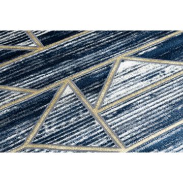 Dywan DE LUXE nowoczesny 462 Geometryczny - Strukturalny granatowy / złoty