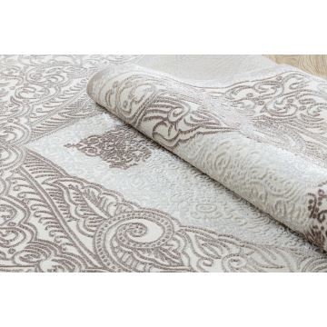 Dywan CORE 8111 Ornament Vintage - Strukturalny, dwa poziomy runa, beż