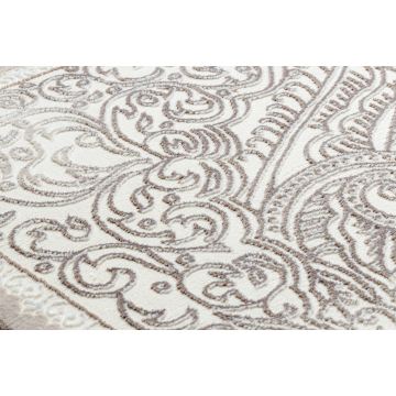 Dywan CORE 8111 Ornament Vintage - Strukturalny, dwa poziomy runa, beż