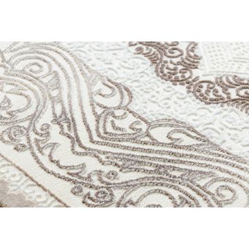 Dywan CORE 8111 Ornament Vintage - Strukturalny, dwa poziomy runa, beż