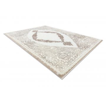 Dywan CORE 8111 Ornament Vintage - Strukturalny, dwa poziomy runa, beż