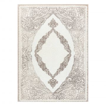Dywan CORE 8111 Ornament Vintage - Strukturalny, dwa poziomy runa, beż
