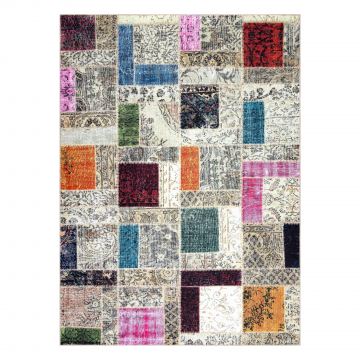 Dywan ANTIKA 109 tek, nowoczesny patchwork, grecki do prania - beż / szary