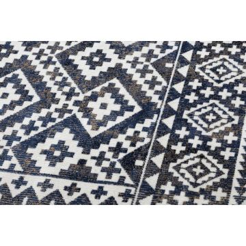 Dywan nowoczesny MUNDO E0561 romby, zygzak 3D outdoor niebieski / beż
