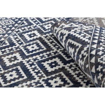 Dywan nowoczesny MUNDO E0561 romby, zygzak 3D outdoor niebieski / beż