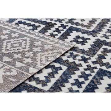 Dywan nowoczesny MUNDO E0561 romby, zygzak 3D outdoor niebieski / beż