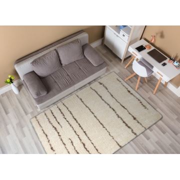 Dywan pluszowy shaggy FLUFFY 2371 paski - krem / beż