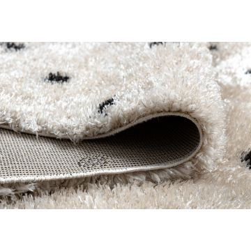 Dywan pluszowy shaggy FLUFFY 2370 kropki - krem / antracyt