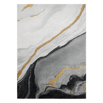 Dywan EMERALD ekskluzywny marmur szaro-czarno-złoty