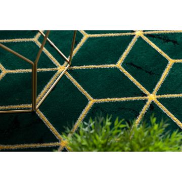 Dywan EMERALD ekskluzywny glamour geometryczny  butelkowa zieleń- złoto